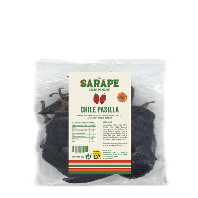 Chile Pasilla Seco 100gr 100 g El Sarape