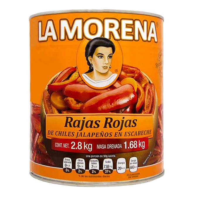 Jalapeños Rajas Rojas 2,8 Kg 2,8 kg La Morena