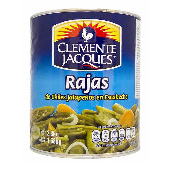 Jalapeños Rajas Verdes 2,8kg 2,8 kg Clemente Jacques