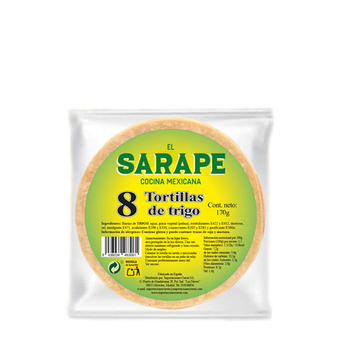 Tortilla de Trigo 15cm (8uds)(Formato Tienda) 170g El Sarape