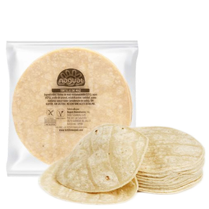 Tortilla de maíz blanco 20 cm (10 uds) 400 gr Nagual